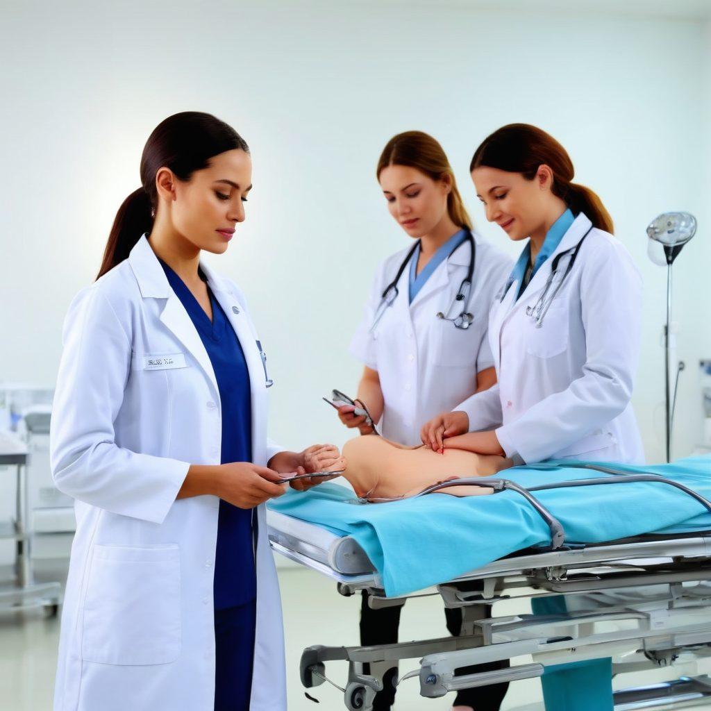 A compassionate team of doctors and nurses providing attentive care to a diverse group of patients in a modern hospital setting, with warm lighting highlighting the empathy and expertise in their interactions. Doctors in white coats, nurses in scrubs, and patients of various ages receiving personalized attention, along with cutting-edge medical equipment in the background. super-realistic. vibrant colors. white background.